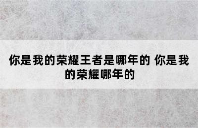 你是我的荣耀王者是哪年的 你是我的荣耀哪年的